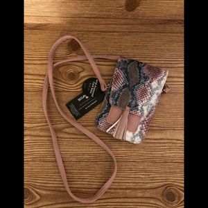 K-carroll Pink (faux) Snakeskin Crossbody /Belt bag (NWT)